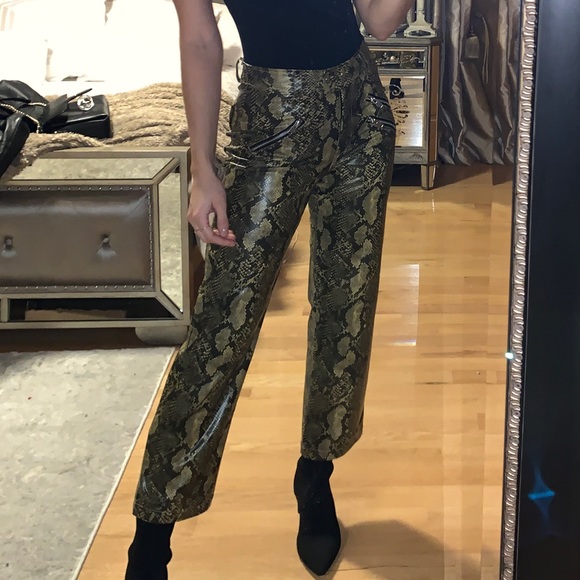 Black & Olive Green Snakeskin Pants - Picture 2 of 3